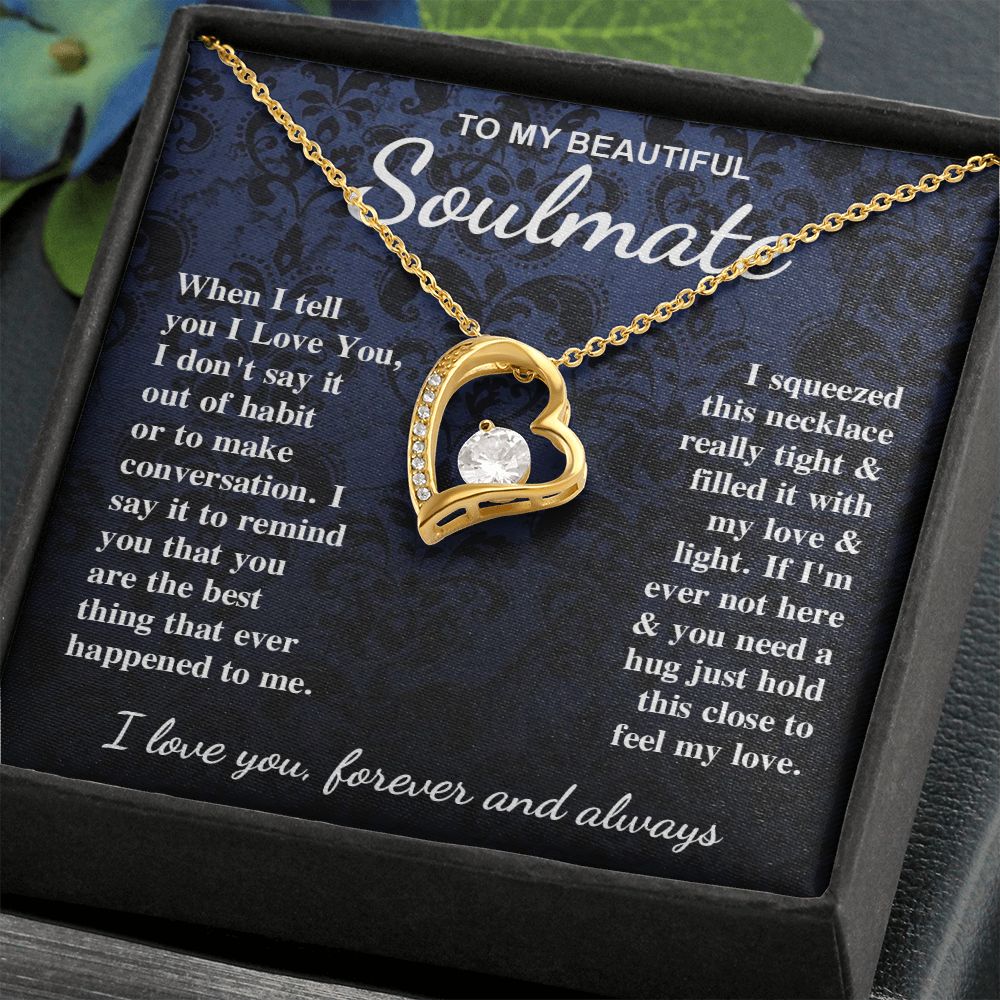 To My Beautiful Soulmate Necklace Gift for Her, Soulmate for Wife Birthday Gifts from Husband, Wedding for Women, Soulmate Gifts, Message Card and Necklace Gifts Box Gift Box Styles on Birthday, Wedding, Anniversary, Valentine Forever Love