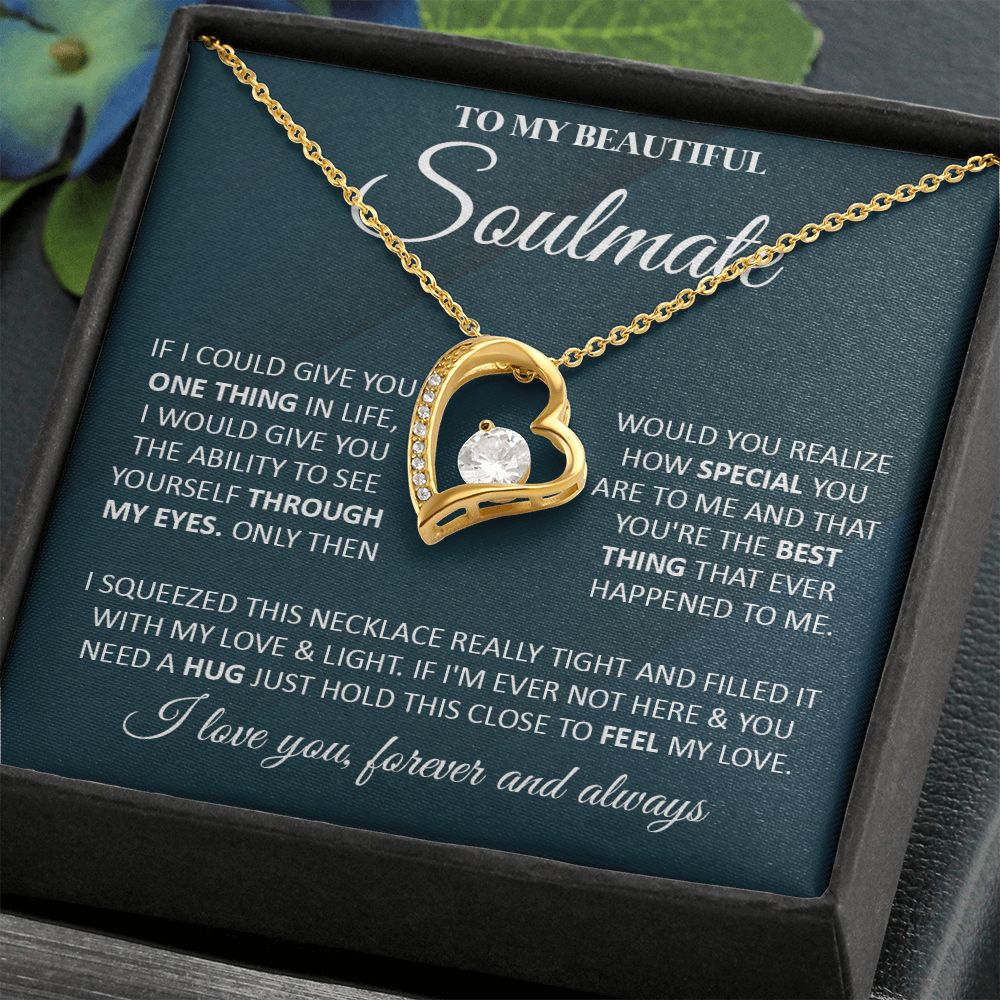 Couples Gifts, To My Beautiful Soulmate Necklace From Husband, Valentine For Wife From Husband, Wife Wedding From Husband, To My Wife, Necklace Custom Name Message Card and Gift Box Styles on Birthday, Christmas, Wedding, Anniversary Forever Love