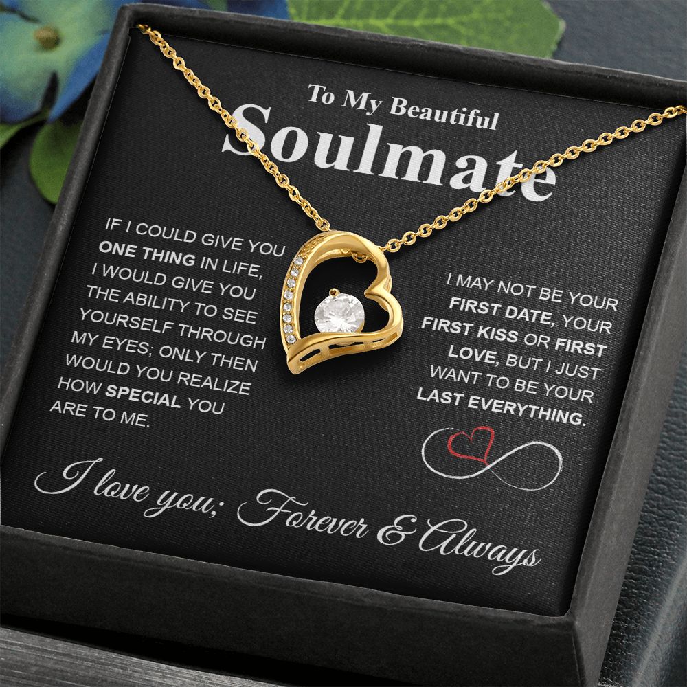 To My Beautiful Soulmate Necklace My Last Everything, Promise Necklace For Her, Fiance Gifts For Her, Valentine Gifts For Future Wife With Message Card Box LED, Soulmate Necklace For Women, To My Wife Necklace Forever Love
