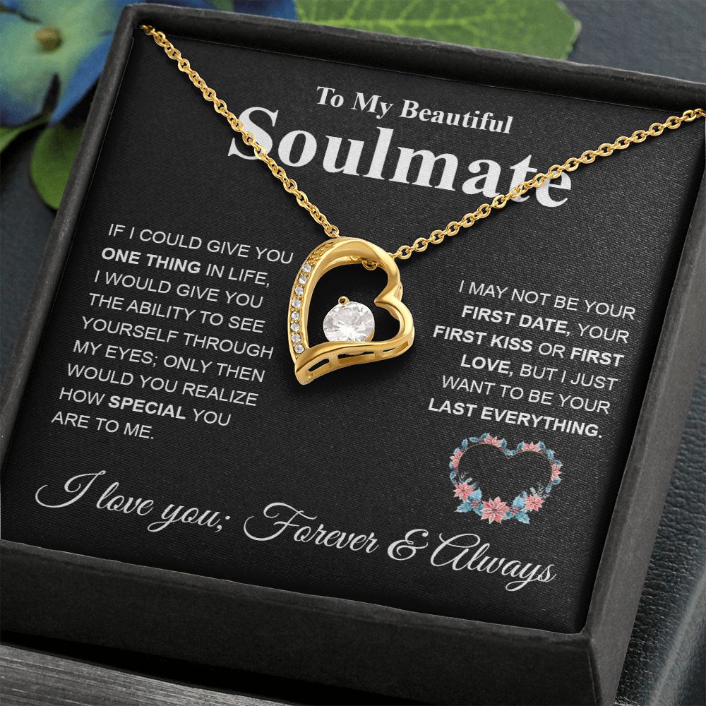 Beautiful Soulmate Necklace My Last Everything, Promise Necklace For Her, Fiance Gifts For Her, Valentine Gifts For Future Wife With Message Card Box LED, Soulmate Necklace For Women, To My Wife Necklace Forever Love