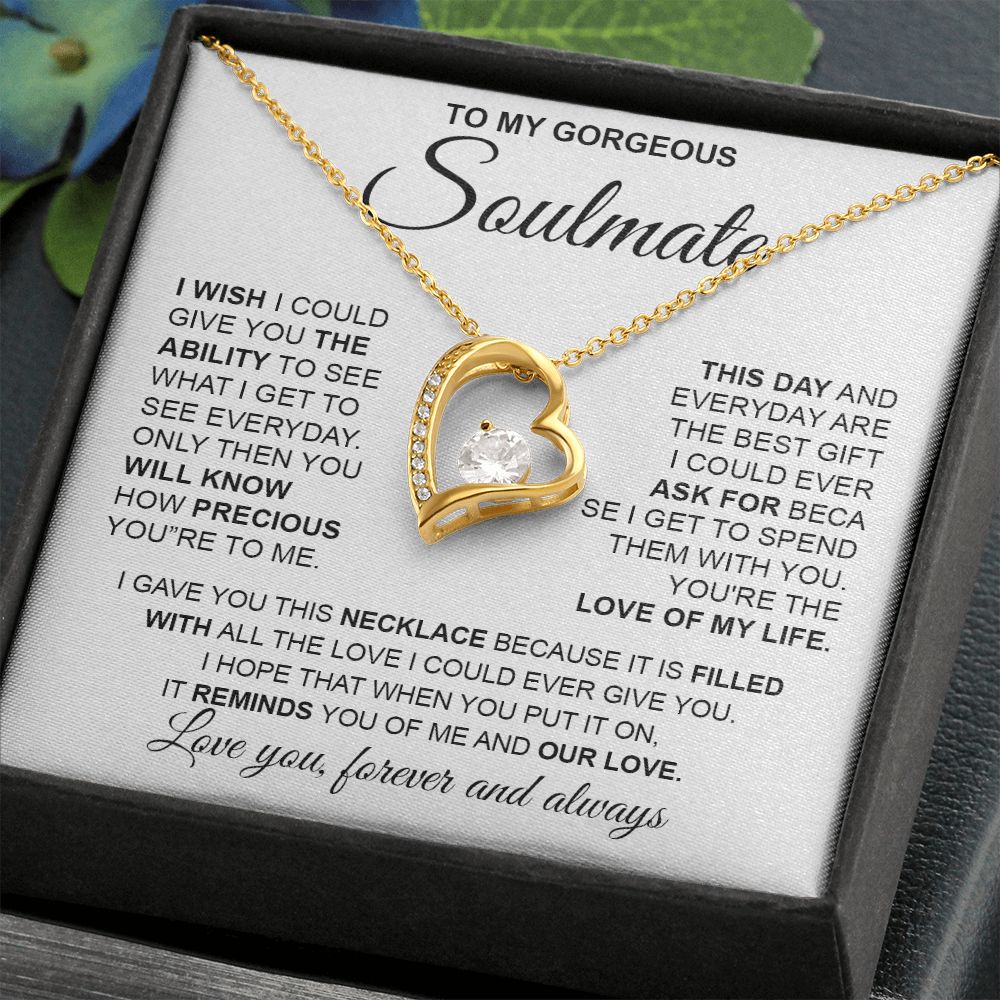 to My Soulmate Necklace from Husband, Necklaces for Wife from Husband, to My Soulmate Necklace for Women, Soulmate Jewelry for Wife Anniversary Jewelry Gifts for Wife Birthday Gifts from Husband Forever Love