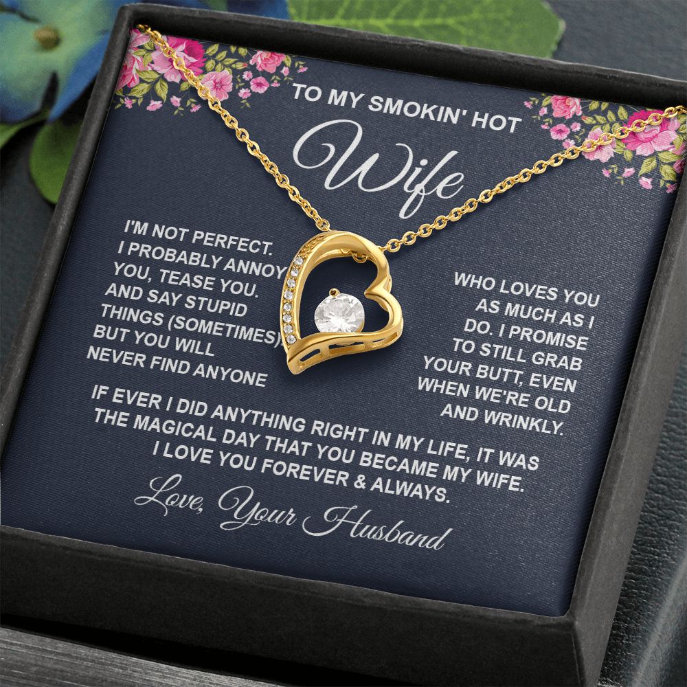 Wife Necklace Gifts from Husband, Wedding Anniversary Gifts for Wife from Husband, Wife Birthday Gifts from Husband, To My Wife Necklace Message Card and Necklace Gifts Box Gift Box Styles on Birthday, Wedding, Anniversary, Valentine Forever Love