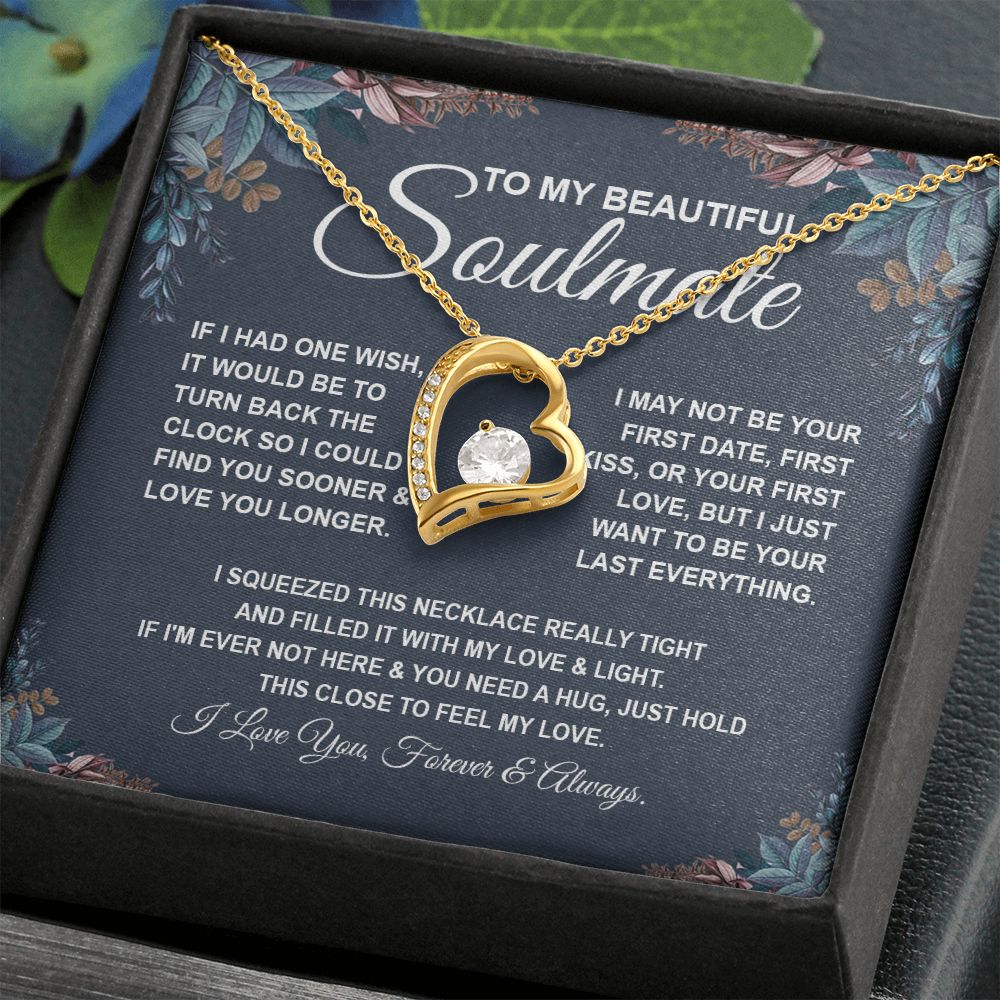 To My Beautiful Soulmate Necklace, Soulmate Jewelry For Women, Wife Necklace From Husband, Soulmate Gifts For Her, To My Future Soulmate Necklace Message Card and Necklace Gift Box Gift Box Styles on Birthday, Wedding, Anniversary, Valentine Forever Love