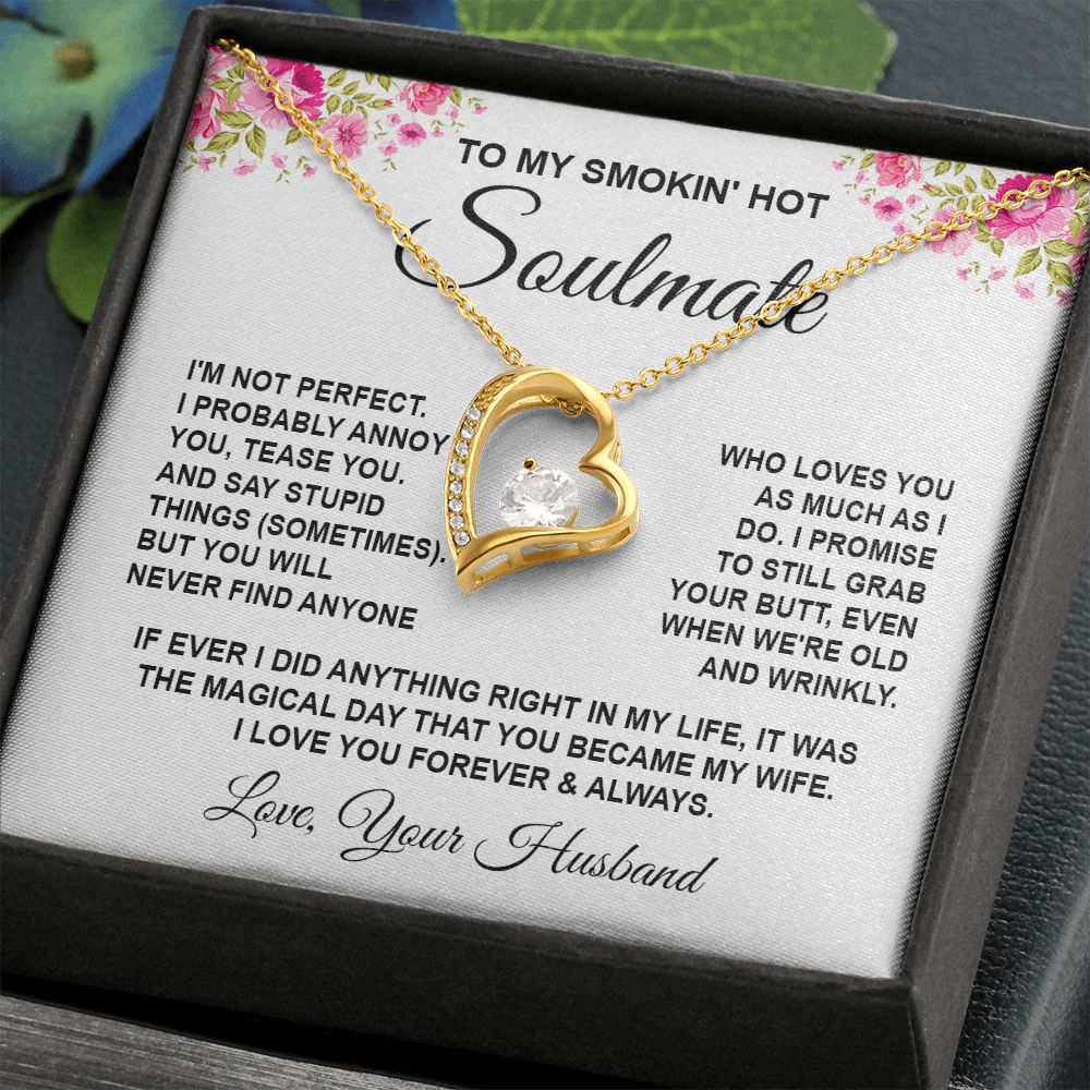 Soulmate Necklace Gifts from Husband, Wedding Anniversary Gifts for Wife from Husband, Wife Valentine Gifts from Husband, To My Wife Necklace Message Card and Necklace Gifts Box Gift Box Styles on Birthday, Wedding, Anniversary, Valentine Forever Love