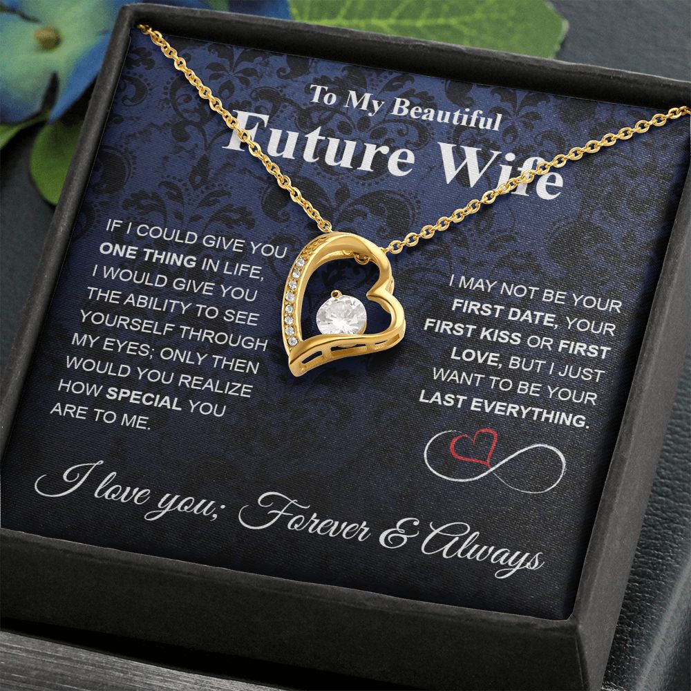 Future Wife Necklace My Last Everything, Promise Necklace For Her, Fiance Gifts For Her, Wedding Gifts For Future Wife With Message Card Box LED, Soulmate Necklace For Women, To My Wife Necklace Forever Love