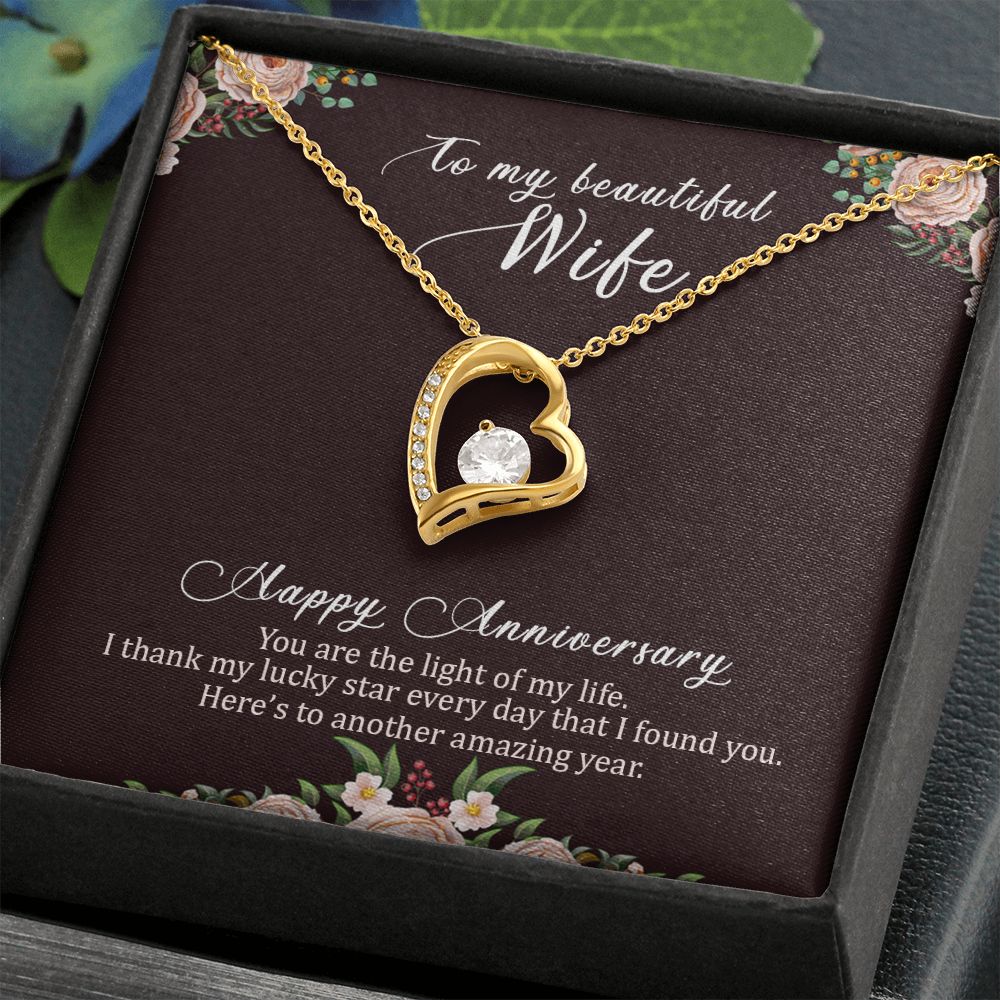 To My Beautiful Wife Necklace, Wife Necklace, Wife Gift, WIfe Gift From Husband, Happy Anniversary, Meaningful Necklace Message Card and Gift Box Styles on Birthday, Christmas, Anniversary  Forever Love