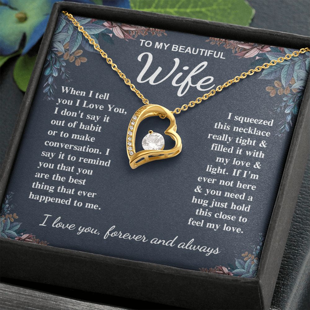 To My Beautiful Wife Necklace Gift for Her, Soulmate for Wife Valentine Gifts from Husband, Birthday for Women, Soulmate Gifts, Message Card and Necklace Gifts Box Gift Box Styles on Birthday, Wedding, Anniversary, Valentine Forever Love