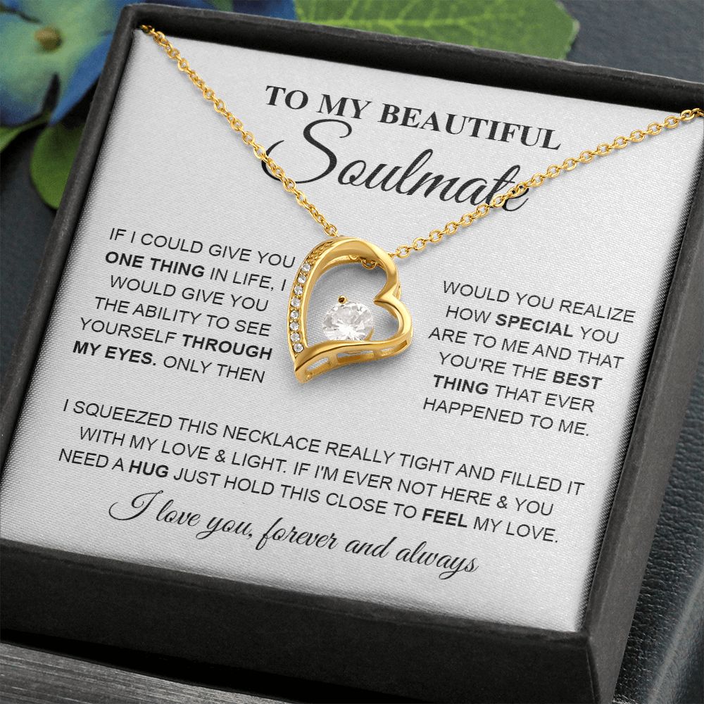 To My Beautiful Soulmate Necklace, Love knot Necklace for Girlfriend, Soulmate Jewelry, Soulmate Necklace, Future Wife Gift, Necklace for Wife from Husband, Necklace Message Card and Gift Box Styles on Birthday, Christmas, Wedding, Anniversary Forever Lov
