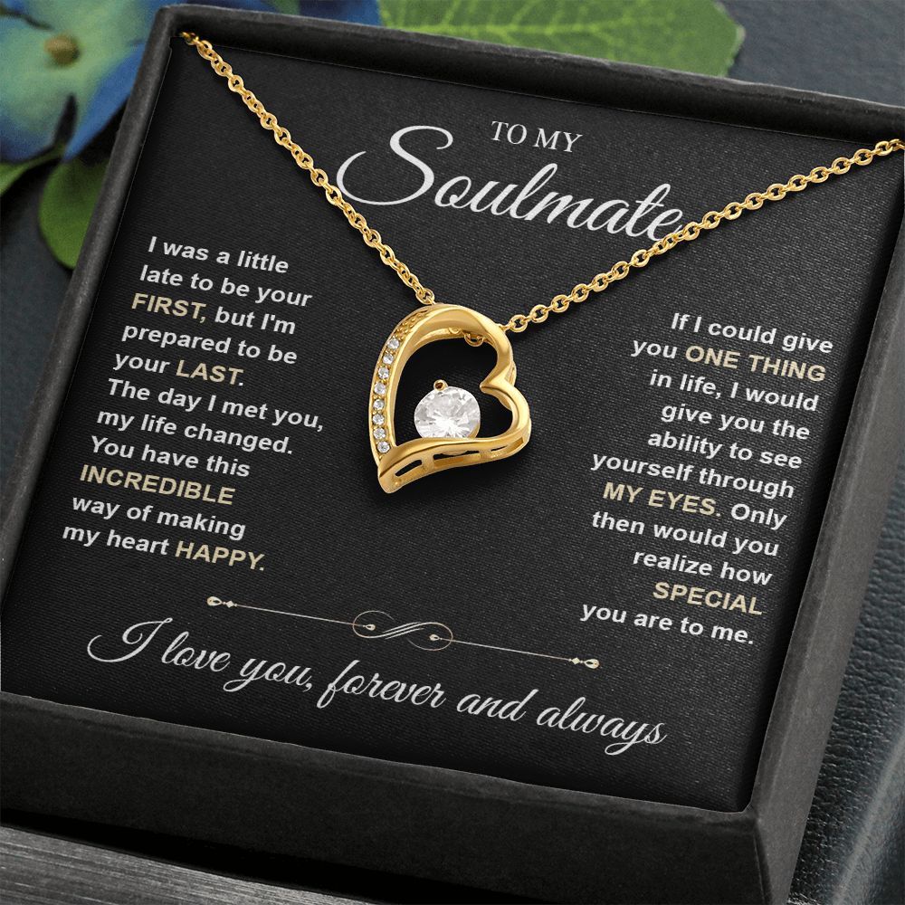 To My Soulmate Necklace for Women, Necklaces For Wife from Husband, Soulmate Jewelry to My Future Wife Necklace and Necklace For Girlfriend with Message Card and Necklace Gift Box Gift Box Styles on Birthday, Christmas, Wedding, Anniversary Forever Love