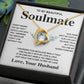 Soulmate Necklace Gift From Husband To My Badass Wife Pendant Valentines Day Anniversary Jewelry with Message Card and Gift Box. Gift for Wife. Necklace Gift Set for Wife Message Card and Necklace Gifts Box Gift Box Styles Forever Love