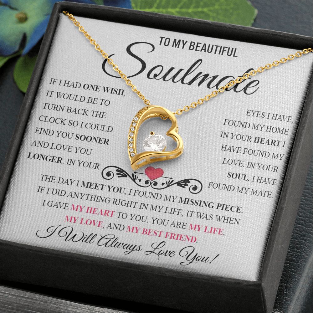 My Beautiful Soulmate Necklace Future Wife Gifts, Promise Necklace For Her, Fiance Gifts For Her, Valentine Birthday Gifts For Future Wife With Message Card Box LED, Soulmate Necklace For Women, To My Wife Necklace Forever Love