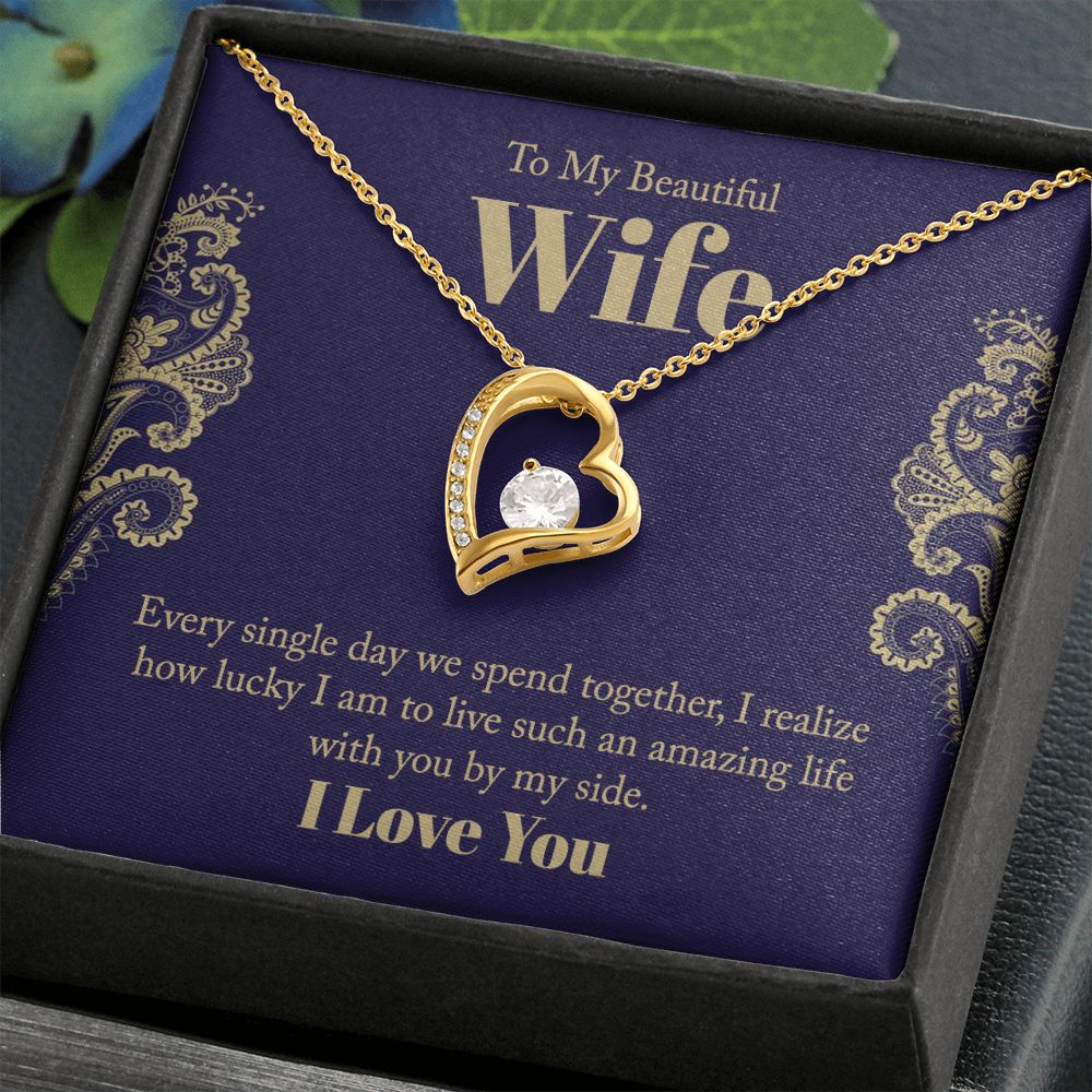 To My Beautiful Wife, Love Knot Necklace Gifts For Wife From Husband, To My Soulmate Necklace For Women, To My Wife Necklace Wedding Anniversary, I Love You, Meaningful Necklace Message Card and Gift Box Styles on Birthday, Christmas, Anniversary Forever