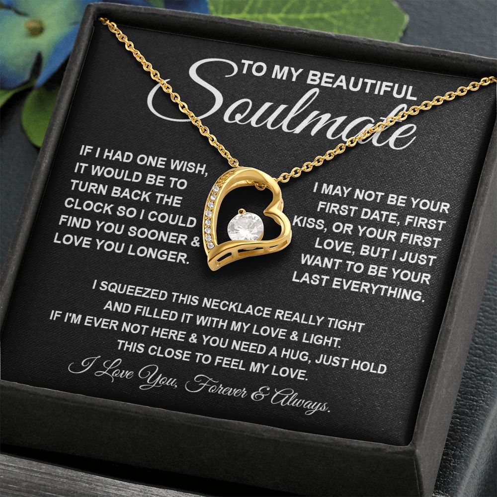 To My Beautiful Soulmate Necklace, Soulmate Jewelry For Women, Wife Necklace From Husband, Soulmate Gift For Her, To My Future Wife Necklace Message Card and Necklace Gift Box Gift Box Styles on Birthday, Wedding, Anniversary, Valentine Forever Love