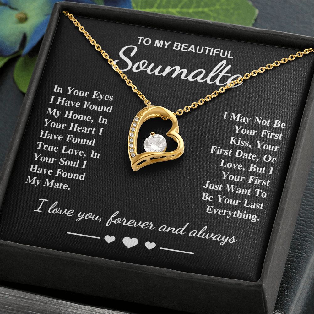 To My Beautiful Soulmate Necklace Gifts, Soulmate for Wife Birthday Gifts from Husband, Valentine for Women, Soulmate Gifts, Message Card and Necklace Gifts Box Gift Box Styles on Birthday, Wedding, Anniversary, Valentine Forever Love