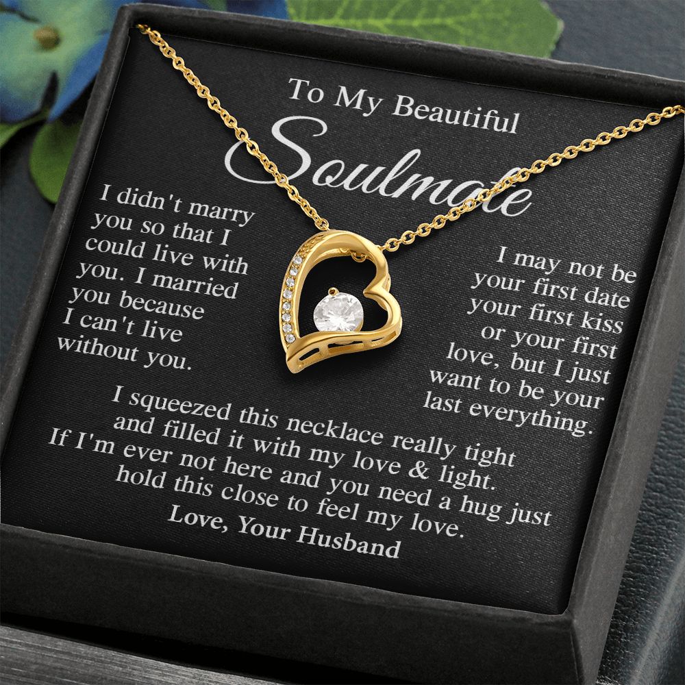 Soulmate Necklace Gift From Husband, Anniversary Romantic Gifts for Wife from Husband, Soulmate Birthday Gifts Message Card and Necklace Gifts Box Gift Box Styles on Birthday, Wedding, Anniversary, Valentine Forever Love