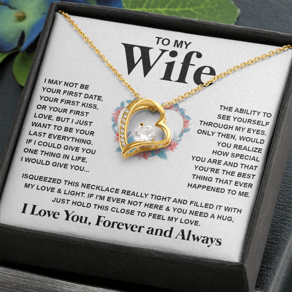 Couples Gifts Necklace To My Wife Necklace Valentine Christmas Jewelry Romantic Gifts For My Wife Pendant Jewelry with Message Card and Box Necklaces for Women Valentines Day Happy Anniversary Wedding Present Forever Love