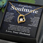 Soulmate Necklace Gift From Husband To My Badass Wife Valentines Day Anniversary Jewelry with Message Card and Gift Box. Gift for Wife. Necklace Gift Set for Wife Message Card and Necklace Gifts Box Gift Box Styles Forever Love