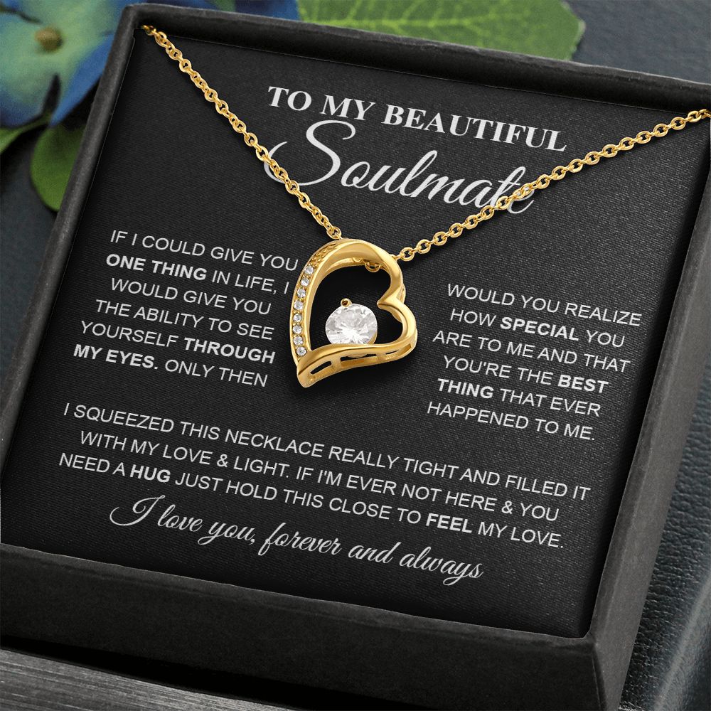 To My Beautiful Soulmate, Love Necklace for Girlfriend, Wife Gift, Soulmate Jewelry, Soulmate Necklace, Future Wife Gift, Necklace for Wife from Husband Necklace Message Card and Gift Box Styles on Birthday, Christmas, Wedding, Anniversary Forever Love