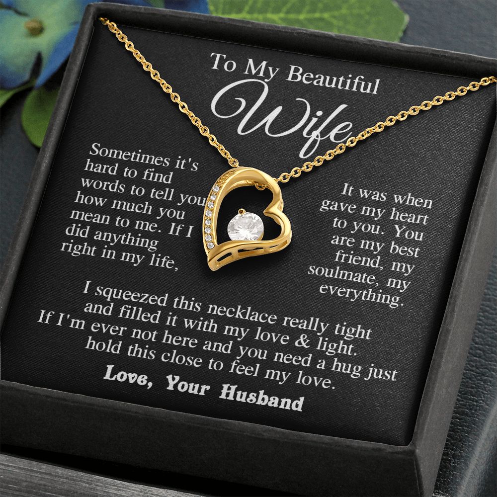 Wife Necklace from Husband, Wedding Anniversary Romantic Gifts for Wife from Husband to My Wife Necklaces for Wife Birthday Gifts, Wife Jewelry Necklace Message Card and Necklace Gift Box Gift Box Styles on Birthday, Wedding, Anniversary, Valentine Foreve