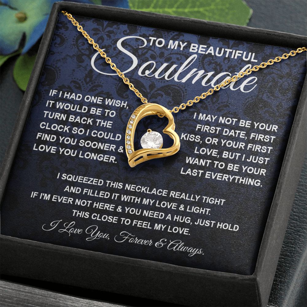 To My Beautiful Soulmate Necklace, Soulmate Jewelry For Women, Wife Necklace From Husband, Soulmate Gift For Her, To My Future Soulmate Necklace Message Card and Necklace Gift Box Gift Box Styles on Birthday, Wedding, Anniversary, Valentine Forever Love