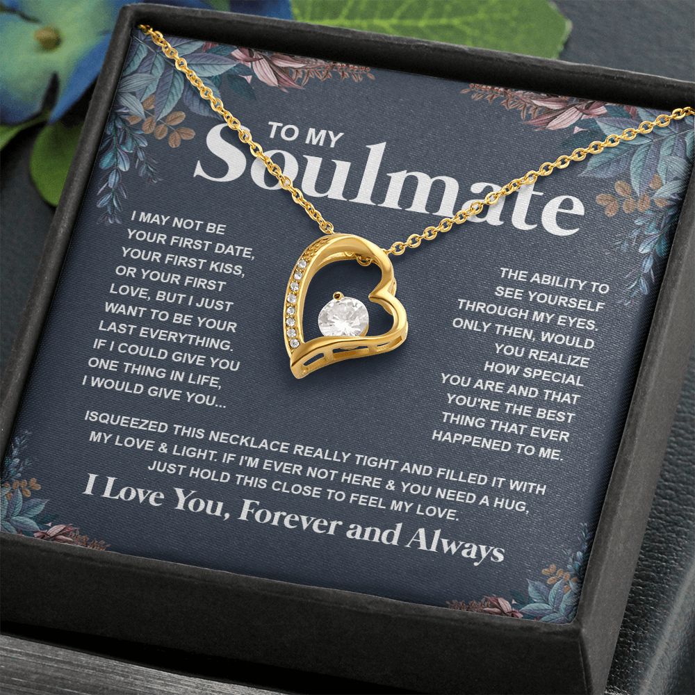 Couples Gifts Necklace To My Soulmate Necklace Anniversary Valentine Jewelry Romantic Gifts For My Wife Pendant Jewelry with Message Card and Box Necklaces for Women Valentines Day Happy Anniversary Wedding Present Forever Love