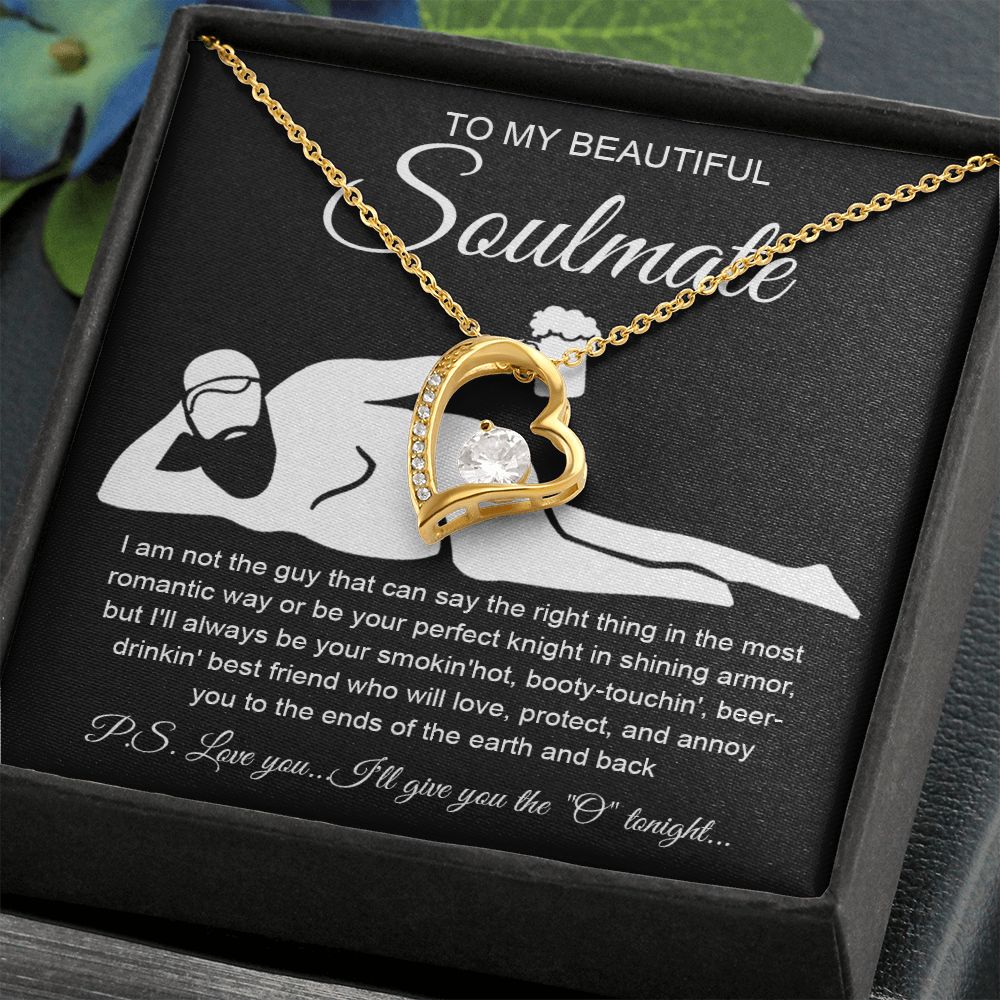 To My Beautiful Soulmate Necklace For Women, Funny Gifts For Girlfriend,Valentine Christmas Presents For Girlfriend, Best Birthday Meaningful Gift Ideas For Wife, Women Romantic Jewelry For Her Anniversary Message Card and Gift Box Styles Forever Love