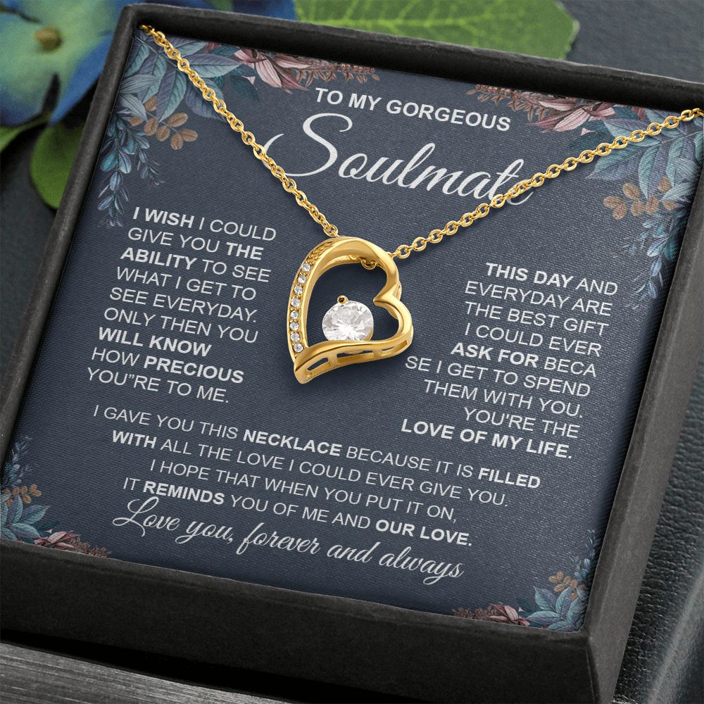 to My Soulmate Necklace from Husband, Necklaces for Wife from Husband, to My Soulmate Necklace for Women, Soulmate Jewelry for Wife Anniversary Jewelry Gifts for Wife Valentine Gifts from Husband Forever Love