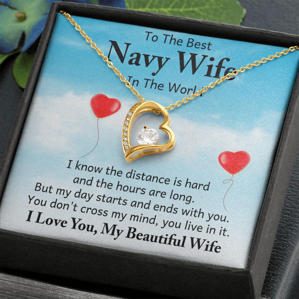 Couples Gifts, To My Navy Wife Necklace Gifts From Husband, Wedding Anniversary Jewelry For Wife From Husband, Wife Birthday From Husband, To My Soulmate Message Card and Gift Box styles On Birthday, Christmas, Anniversary  Forever Love