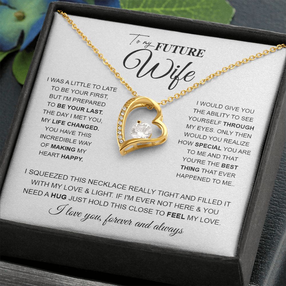 to My Future Wife Necklace Future Wife Gifts, Promise Necklace For Her, Fiance Gifts For Her, Wedding Birthday Gifts For Future Wife With Message Card Box LED, Soulmate Necklace For Women, To My Wife Necklace Forever Love