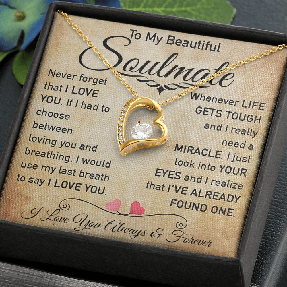 My Beautiful Soulmate Necklace Future Wife Gifts, Promise Necklace For Her, Fiance Gifts For Her, Valentine Gifts For Soulmate From Husband With Message Card Box LED, Soulmate Necklace For Women, To My Wife Necklace Forever Love