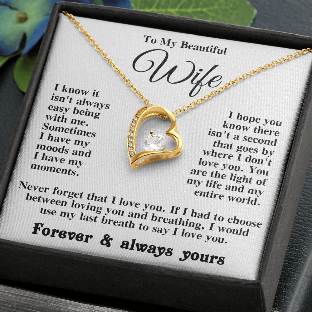 Gifts for Wife Necklace from Husband, Gifts for Wife from Husband, Valentine Gifts for Her Gifts Soulmate Message Card and Necklace Gift Box Gift Box Styles on Birthday, Wedding, Anniversary, Valentine Forever Love
