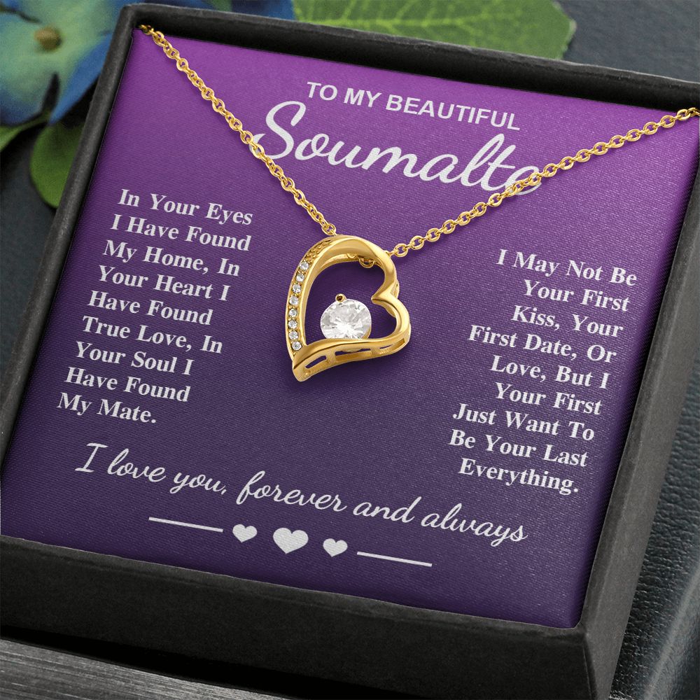To My Beautiful Soulmate Necklace Gift, Soulmate for Wife Birthday Gifts from Husband, Valentine for Women, Soulmate Gifts, Message Card and Necklace Gifts Box Gift Box Styles on Birthday, Wedding, Anniversary, Valentine Forever Love