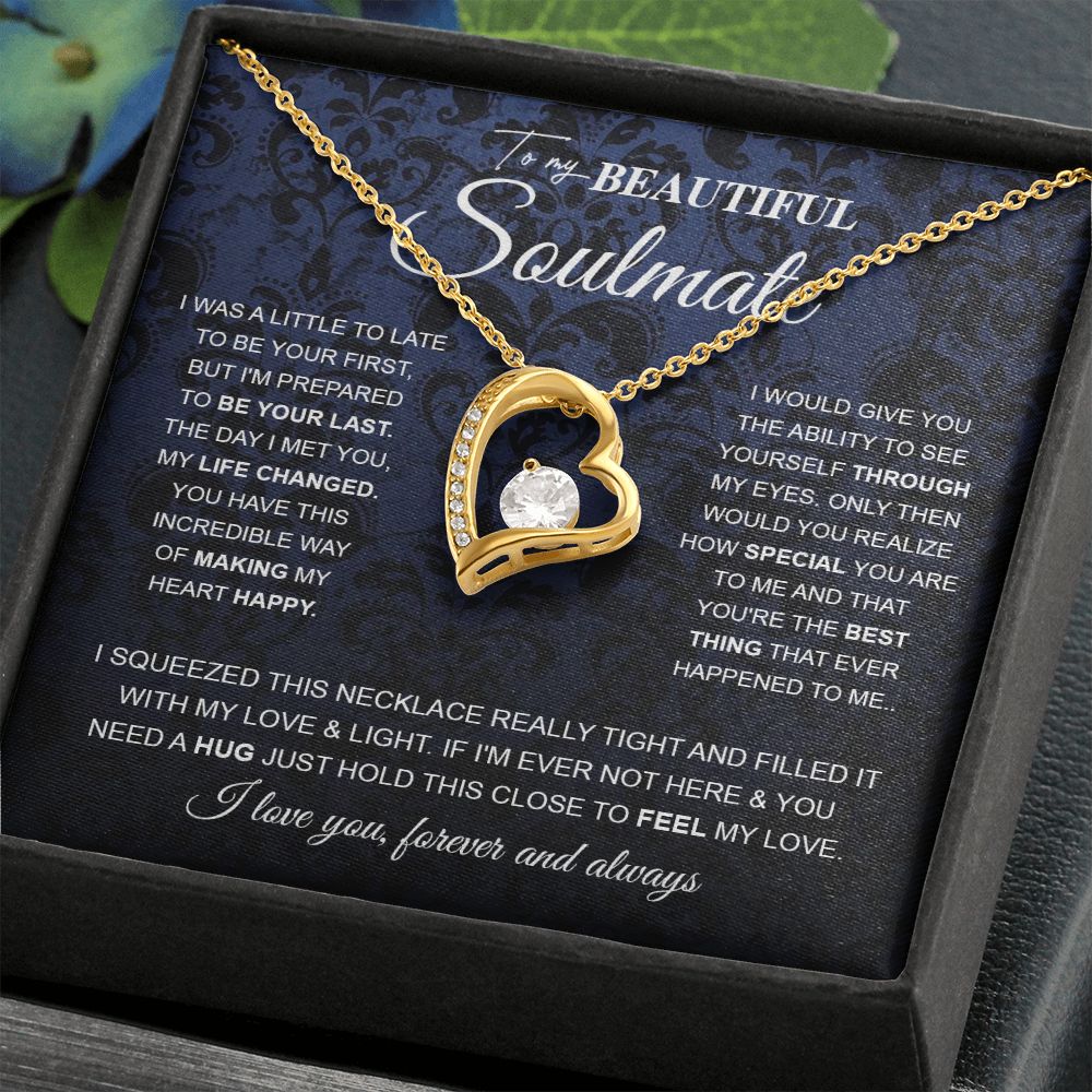 to My Beautiful Soulmate Wife Necklace Future Wife Gifts, Promise Necklace For Her, Fiance Gifts For Her, Wedding Anniversary Gifts For Future Wife With Message Card Box LED, Soulmate Necklace For Women, To My Wife Necklace Forever Love