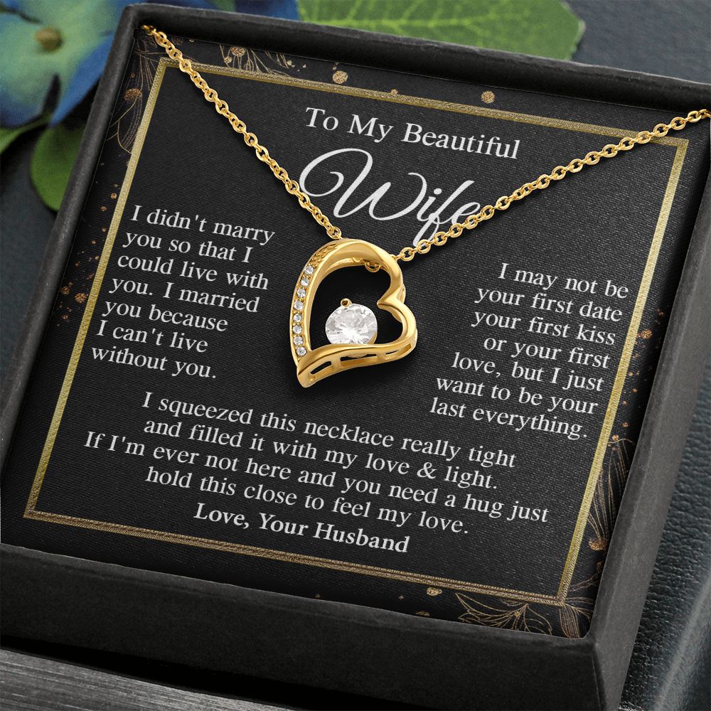 Wife Necklace Gift From Husband, Anniversary Romantic Gifts for Wife from Husband, Wife Wedding Gifts Message Card and Necklace Gifts Box Gift Box Styles on Birthday, Wedding, Anniversary, Valentine Forever Love