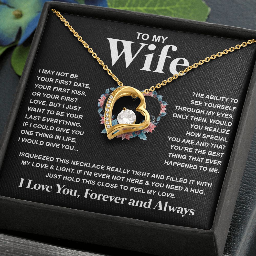 Couples Gifts Necklace To My Wife Necklace Birthday Christmas Jewelry Romantic Gifts For My Wife Pendant Jewelry with Message Card and Box Necklaces for Women Valentines Day Happy Anniversary Wedding Present Forever Love