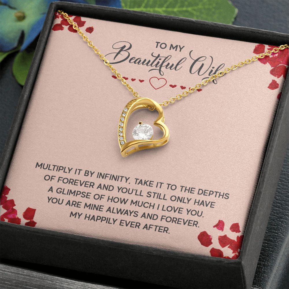 Couples Gifts, To My Beautiful Wife Necklace Gifts From Husband, Wedding Anniversary Jewelry For Wife From Husband, Wife Birthday From Husband, To My Soulmate Message Card and Gift Box styles On Birthday, Christmas, Anniversary  Forever Love