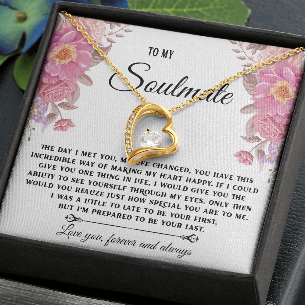 To My Soulmate Necklace, Necklaces For Wife from Husband, Soulmate Necklace to My Beautiful Wife, Necklace For Soulmate with Message Card and Necklace Gift Box Gift Box Styles on Birthday, Christmas, Wedding, Anniversary Forever Love