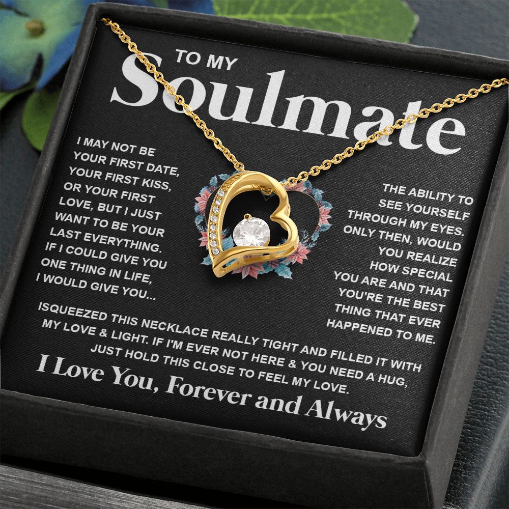 Couples Gifts Necklace To My Soulmate Necklace Birthday Christmas Jewelry Romantic Gifts For My Wife Pendant Jewelry with Message Card and Box Necklaces for Women Valentines Day Happy Anniversary Wedding Present Forever Love