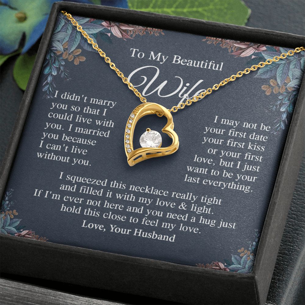 Wife Necklace Gift From Husband, Anniversary Romantic Gifts for Wife from Husband, Wife Anniversary Gifts Message Card and Necklace Gifts Box Gift Box Styles on Birthday, Wedding, Anniversary, Valentine Forever Love
