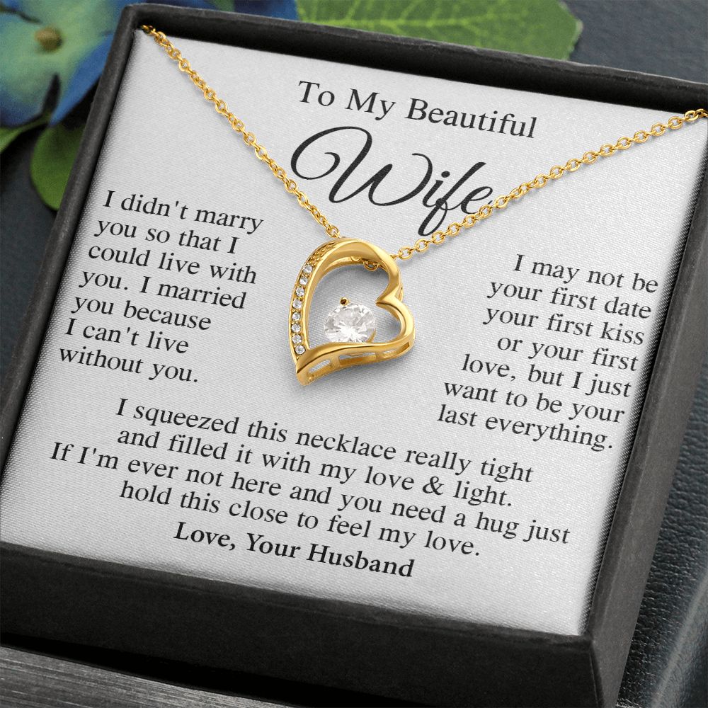 Wife Necklace Gift From Husband, Wedding Anniversary Romantic Gifts for Wife from Husband, Wife Birthday Gifts Message Card and Necklace Gifts Box Gift Box Styles on Birthday, Wedding, Anniversary, Valentine Forever Love