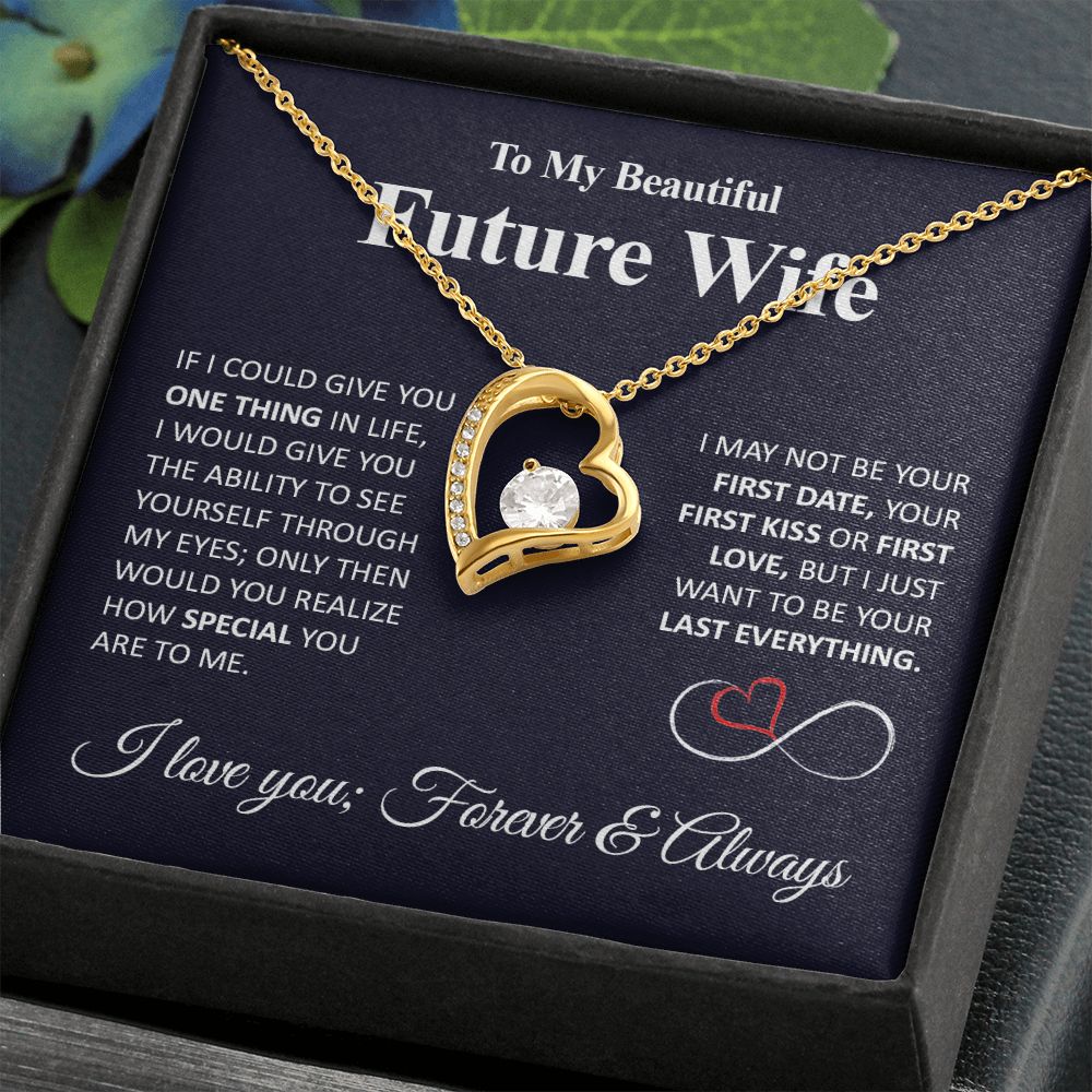 Future Wife Necklace My Last Everything, Promise Necklace For Her, Fiance Gifts For Her, Birthday Gifts For Future Wife With Message Card Box LED, Soulmate Necklace For Women, To My Wife Necklace Forever Love