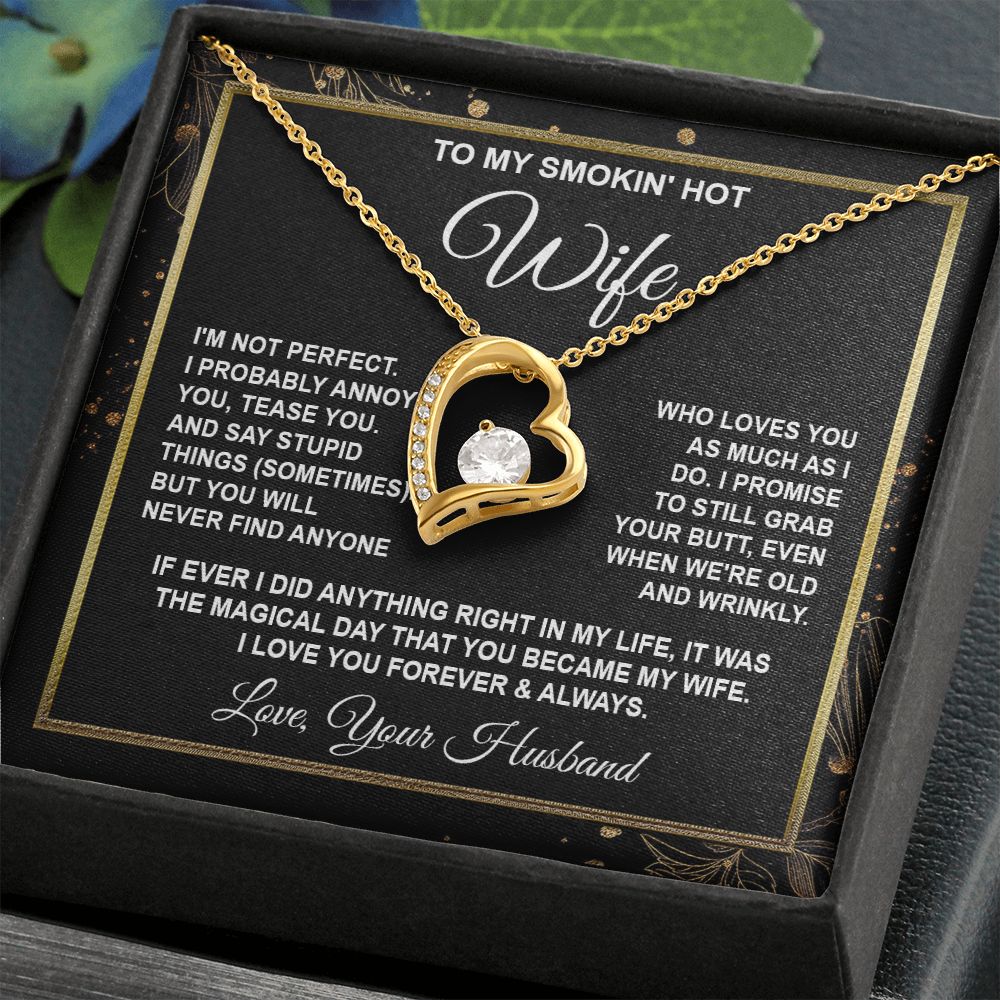 Wife Necklace Gifts from Husband, Anniversary Gifts for Wife from Husband, Wife Valentine Gift from Husband, To My Wife Necklace Message Card and Necklace Gifts Box Gift Box Styles on Birthday, Wedding, Anniversary, Valentine Forever Love