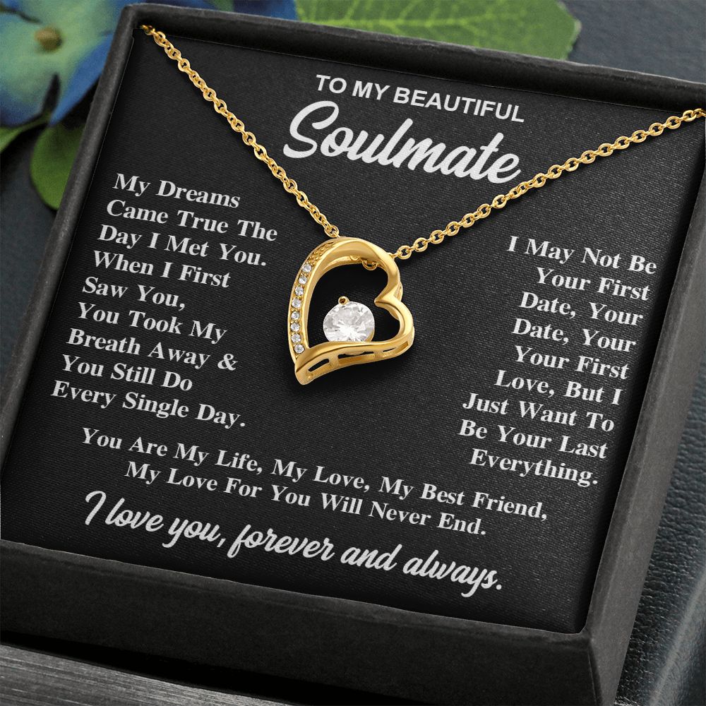 To My Soulmate Necklace Gift for Her, Soulmate Jewelry, Necklaces for Wife from Husband, Anniversary, To My Wife Necklace, Soulmate Gifts, Necklace Message Card and Gift Box Styles on Birthday, Wedding, Anniversary, Valentine Forever Love