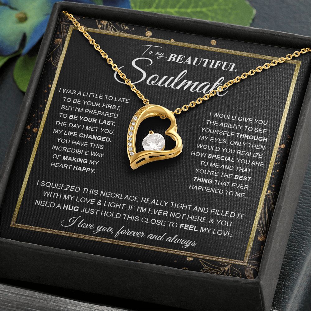 to My Beautiful Soulmate Necklace Future Wife Gifts, Promise Necklace For Her, Fiance Gifts For Her, Valentine Birthday Gifts For Future Wife With Message Card Box LED, Soulmate Necklace For Women, To My Wife Necklace Forever Love