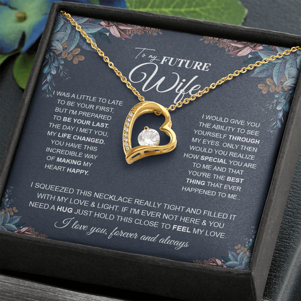 to My Future Wife Necklace Future Wife Gifts, Promise Necklace For Her, Fiance Gifts For Her, Anniversary Birthday Gifts For Future Wife With Message Card Box LED, Soulmate Necklace For Women, To My Wife Necklace Forever Love