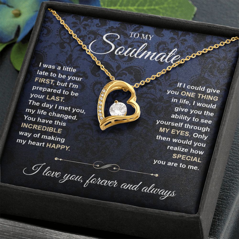 To My Soulmate Necklace for Women, Necklaces Gift For Wife from Husband, Soulmate Jewelry to My Future Wife Necklace and Necklace For Girlfriend with Message Card and Necklace Gift Box Gift Box Styles on Birthday, Christmas, Wedding, Anniversary Forever L