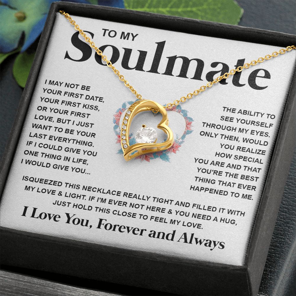 Couples Gifts Necklace To My Soulmate Necklace Valentine Christmas Jewelry Romantic Gifts For My Wife Pendant Jewelry with Message Card and Box Necklaces for Women Valentines Day Happy Anniversary Wedding Present Forever Love