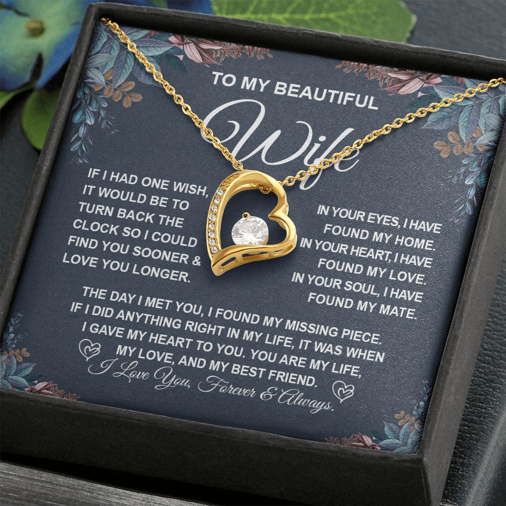To My Beautiful Wife Necklace Gift for Her, Soulmate for Wife Valentine Gifts from Husband, Birthday Jewelry for Women, Soulmate Gifts, Message Card and Necklace Gifts Box Gift Box Styles on Birthday, Wedding, Anniversary, Valentine Forever Love