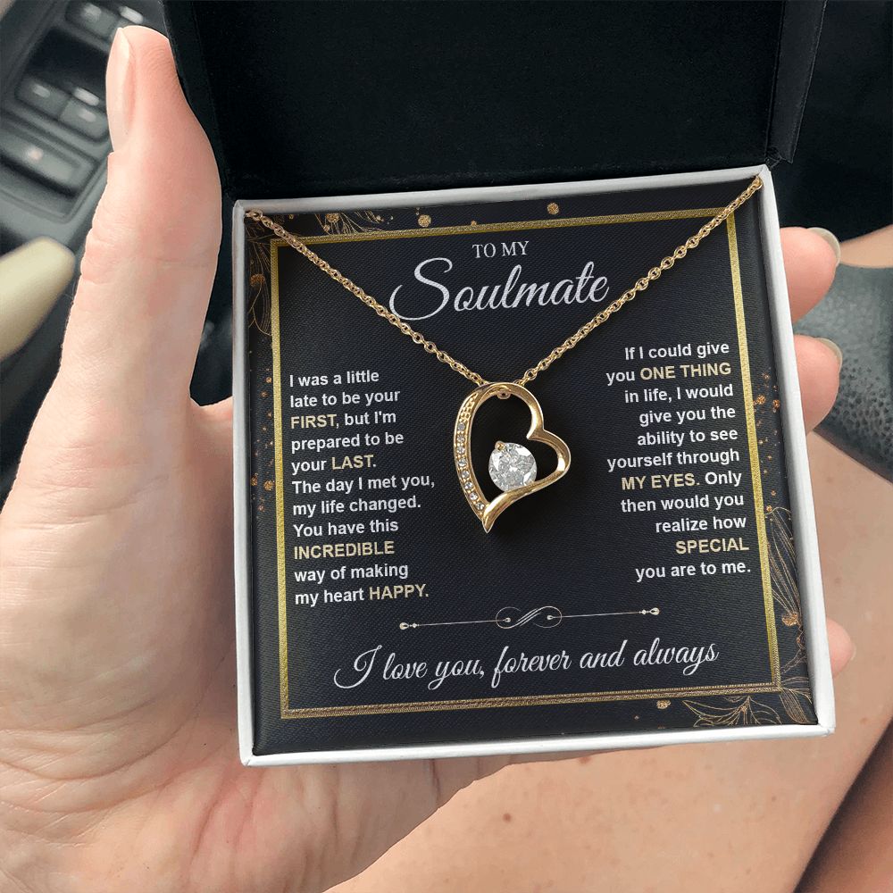 To My Soulmate Necklace gift Women, Necklaces For Wife from Husband, Soulmate Jewelry to My Future Wife Necklace and Necklace For Girlfriend with Message Card and Necklace Gift Box Gift Box Styles on Birthday, Christmas, Wedding, Anniversary Forever Love