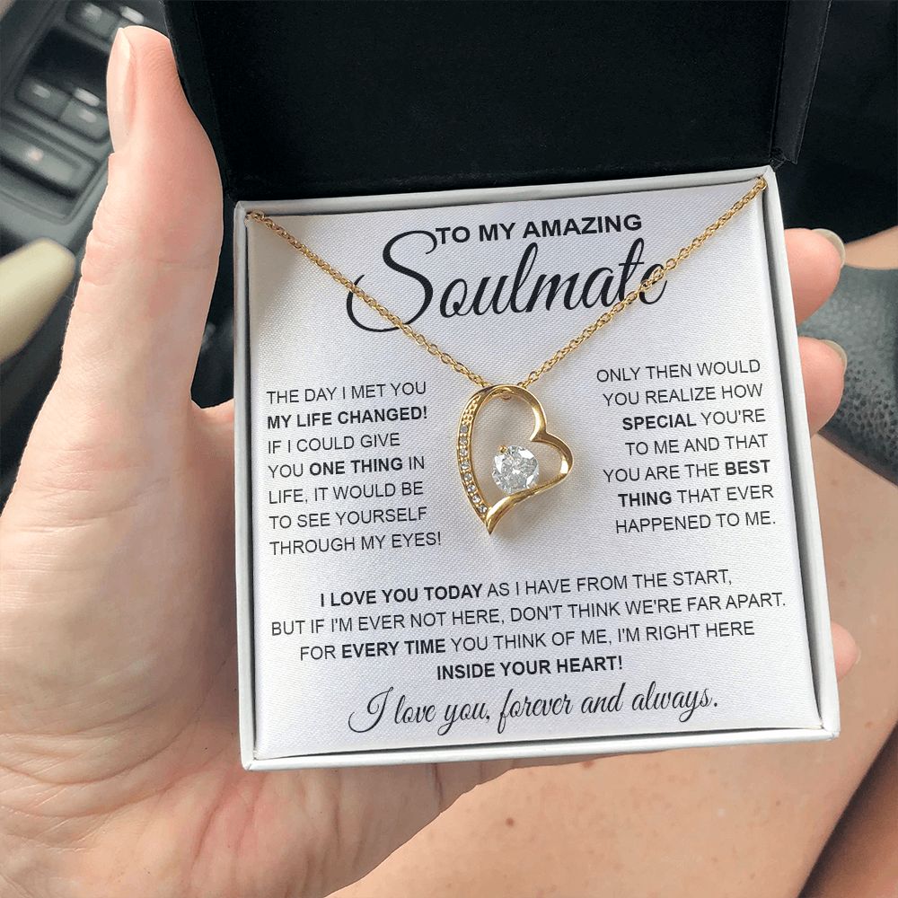 to My Soulmate Necklace, Soulmate Jewelry for Women, Wife Gifts from Husband , Valentine Necklace for Wife Soulmate Gifts Future Wife Necklace Message Card and Gift Box Styles on Birthday, Wedding, Anniversary, Valentine Forever Love